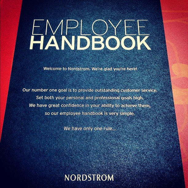 The infamous 75 word Nordstrom Employee Handbook Card. quâ¦ | Flickr ...