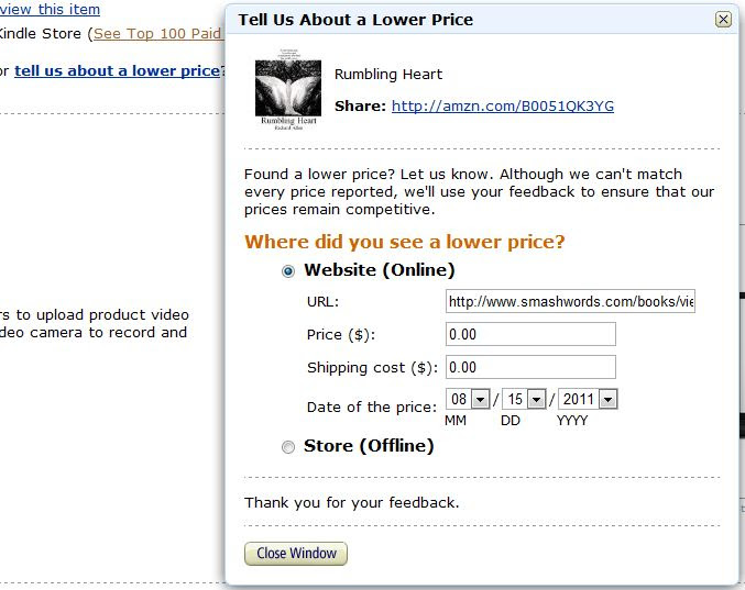 Report Lower Price Window