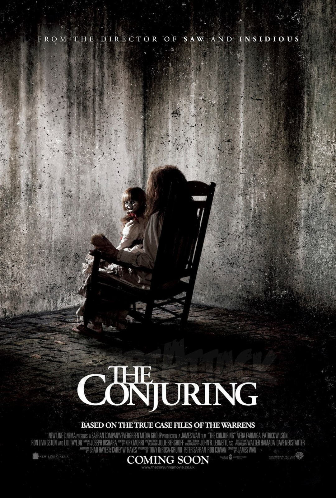 ホラー映画 死霊館 The Conjuring 監督 ジェームズ ワン 脚本 チャド ヘイズ キャリー ヘイズ 出演 ヴェラ ファーミガ パトリック ウィルソン ロン リビングストン リリ テイラー シャンリー キャズウェル ジョーイ キング ヘイリー マクファーランド