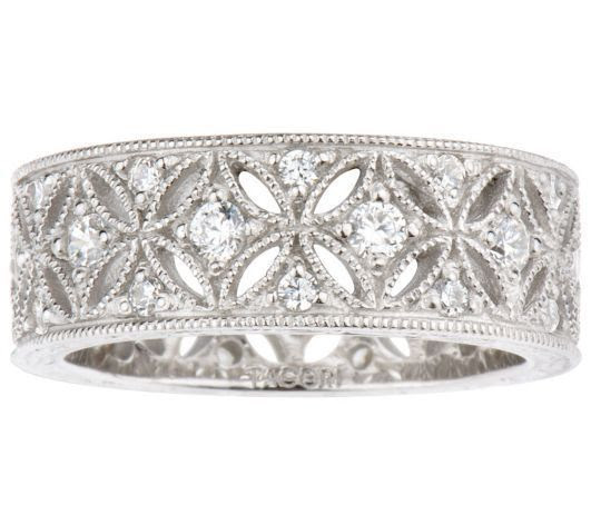 Tacori Diamonique QVC Wedding Engagement wide Band Ring Epiphany ...
