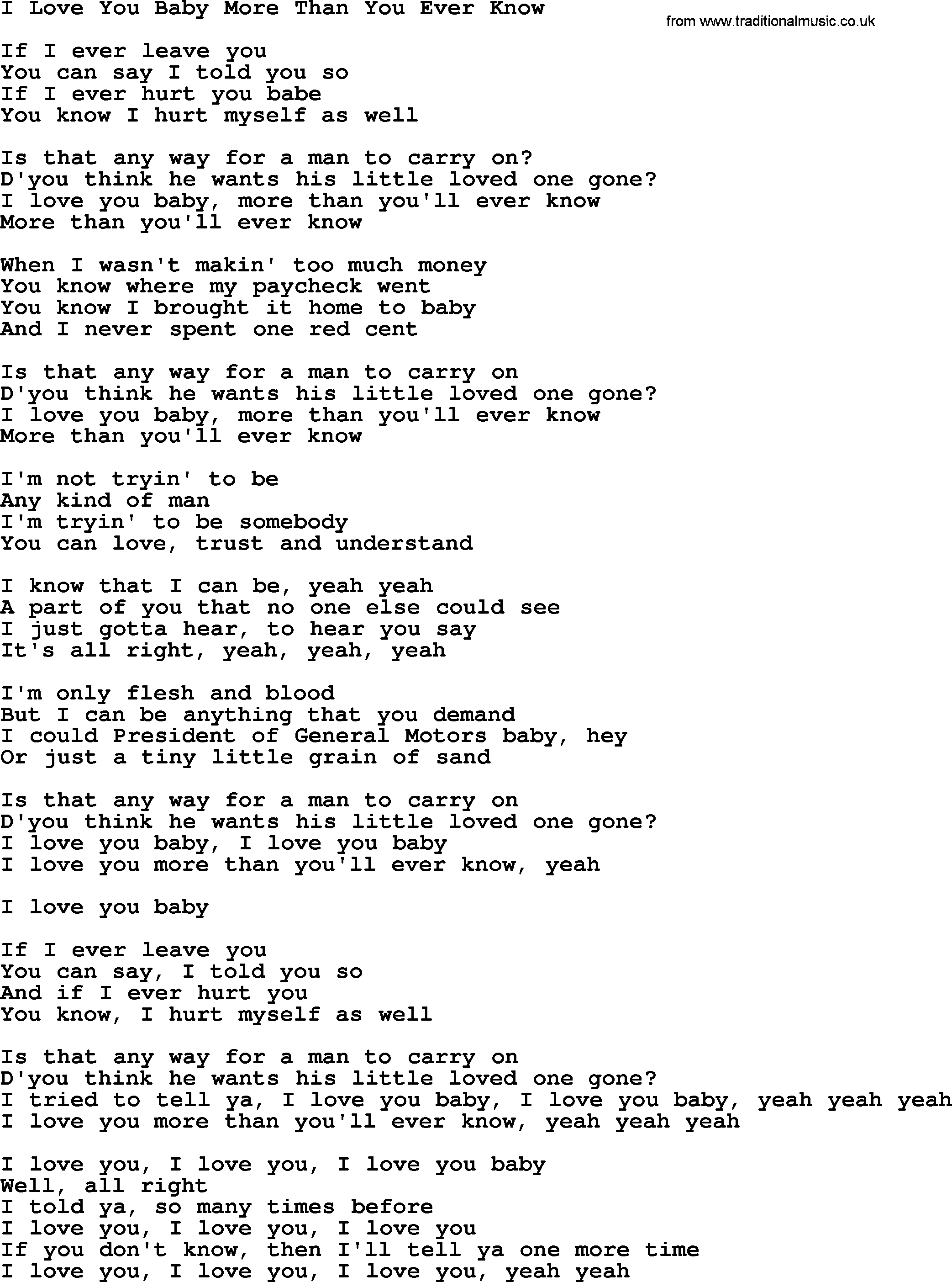 I Love You Baby More Than You Ever Know By The Byrds Lyrics With Pdf