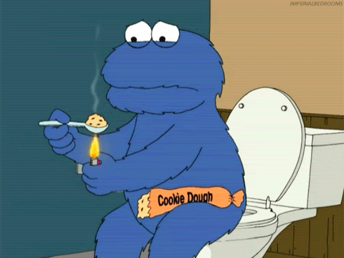 But sometimes I feel like Cookie Monster sitting on a toilet heating up some packaged cookie dough on a spoon with a lighter.