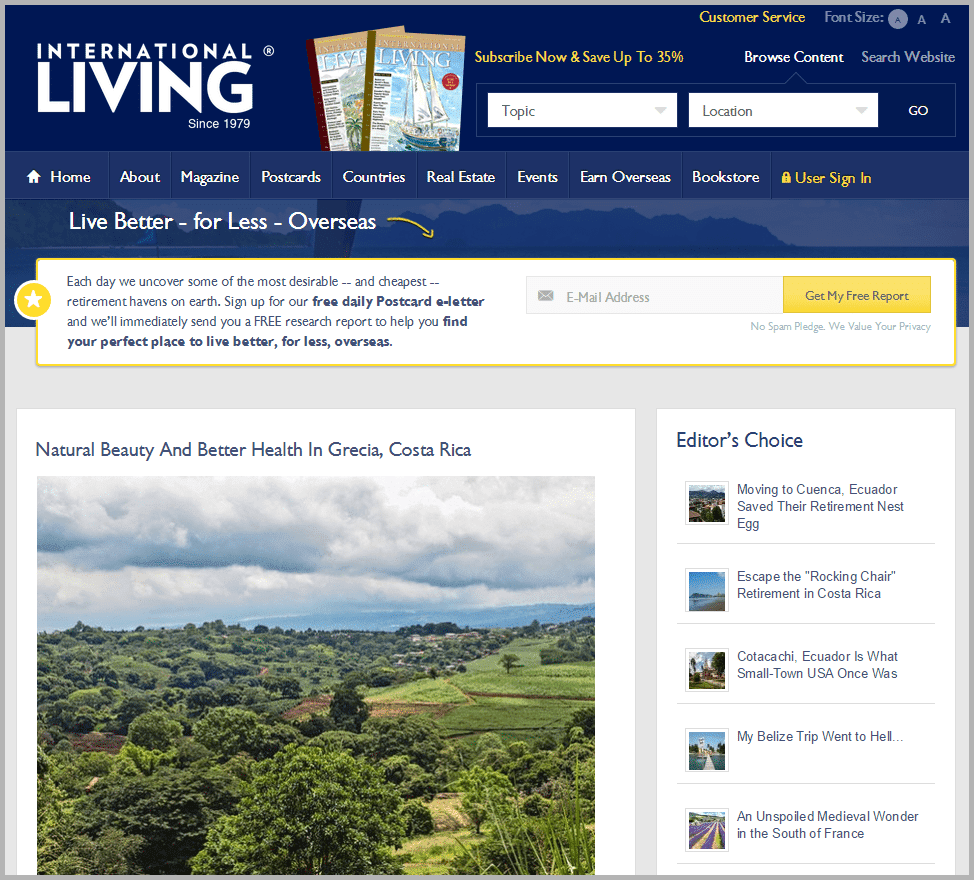 International Living - sites that will pay you