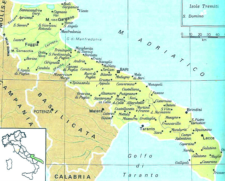 Cartine geografiche della Puglia (Italia)