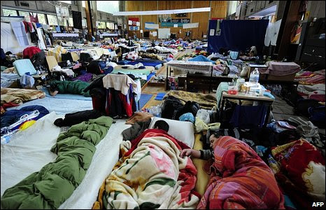 Illegal imigrants stage a hunger strike in a sports hall in Brussels, Belgium