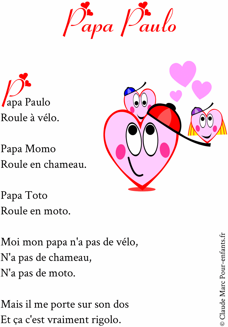 Poeme Anniversaire Papa Maternelle Janiece