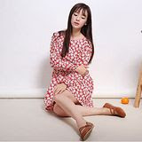 【Maya Girl】(中大碼)春秋小清新百搭打底棉麻長袖圓領大裙擺連衣裙-5號