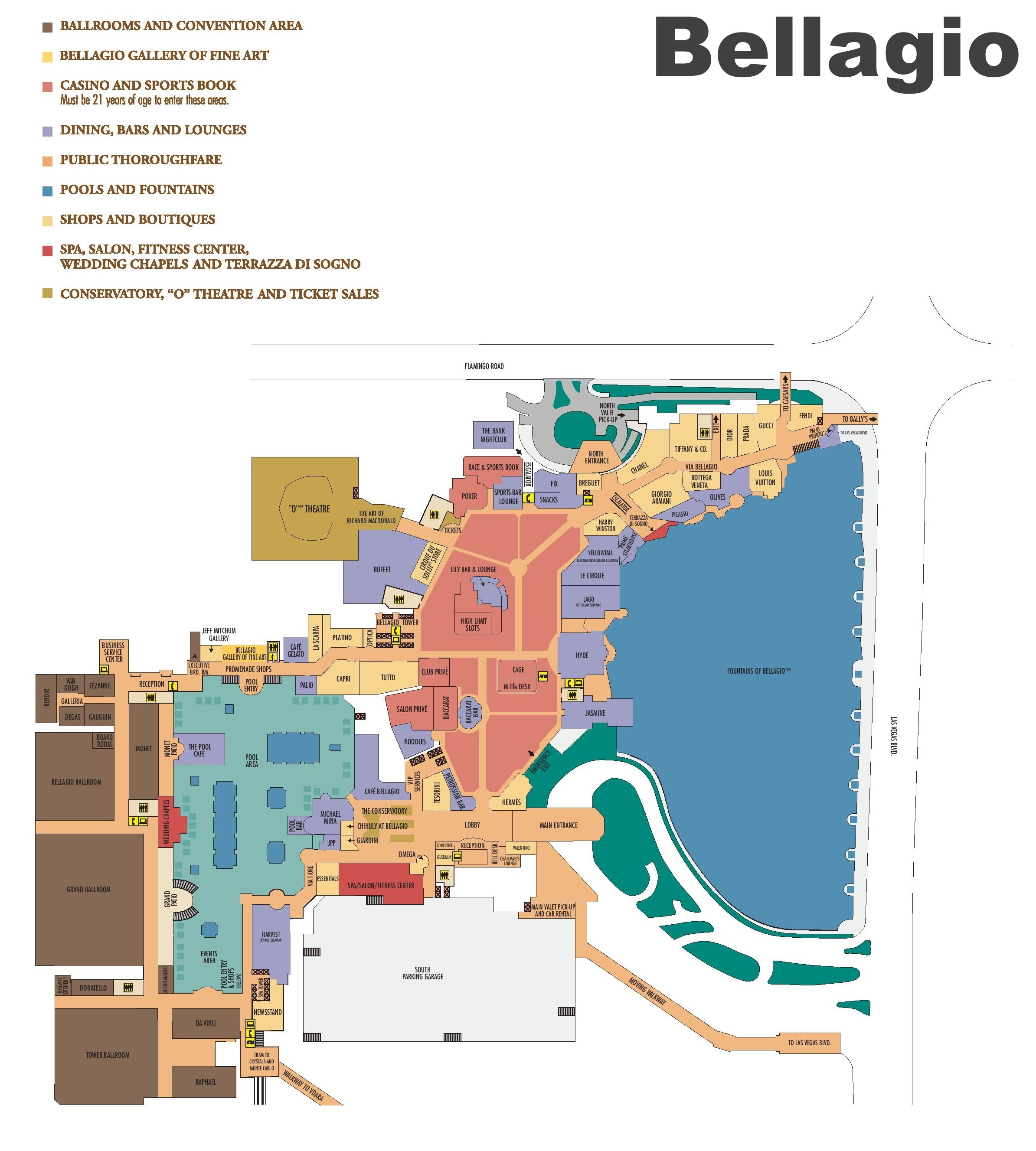 Bellagio Las Vegas Map Las Vegas Bellagio hotel map