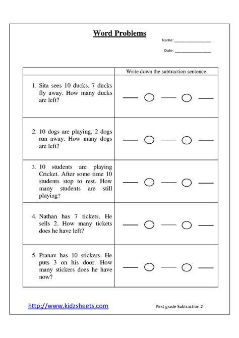 All products less than 20. free printable math worksheets word problems first grade free printable