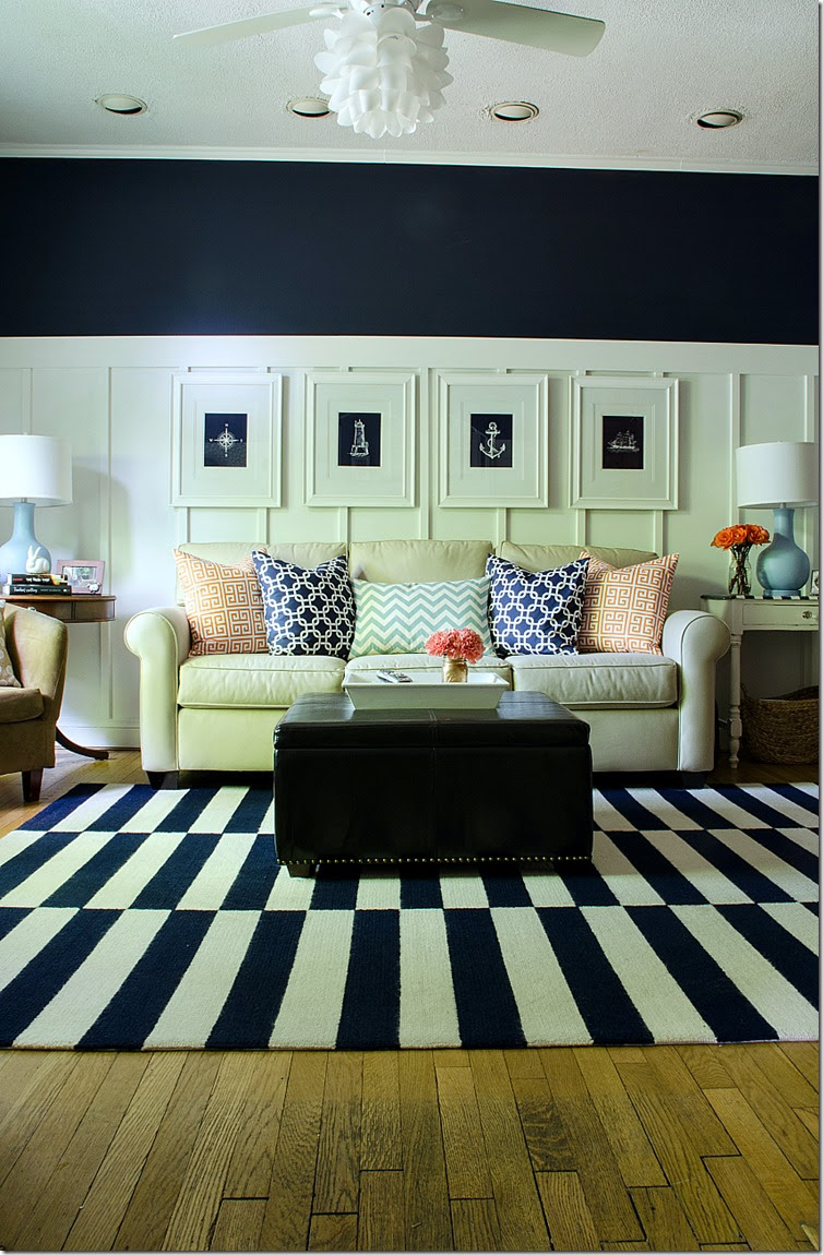  Navy  and White Board Batten Living  Room  Design 