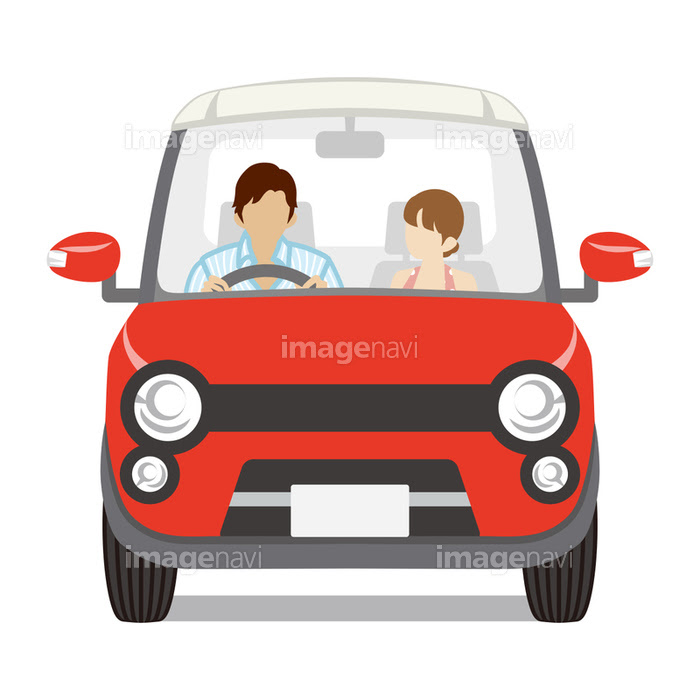 赤い車 カップル 正面 白バック の画像素材 イラスト素材ならイメージナビ