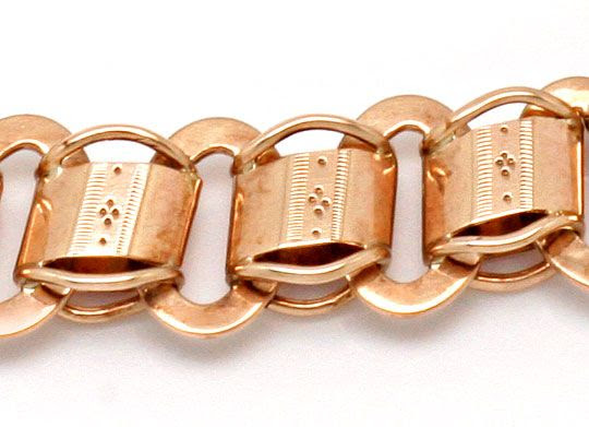 Foto 2, Antike Uhrkette im Verlauf, Rotgold Federring Karabiner, K2253