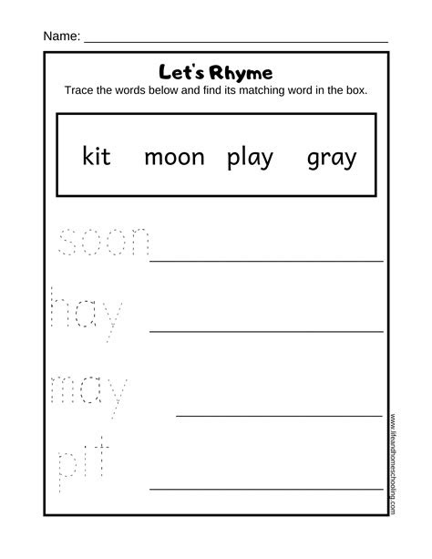  rhyming worksheets for kindergarten best bren rhyming words worksheet