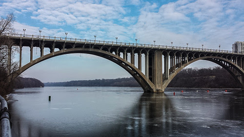 ford parkway bridge over frozen mississippi river