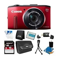 Canon PowerShot SX280 HS 12.1 MP CMOS Digital Camera with 20x Image Stabilized Zoom 25mm Wide-Angle Lens and 1080p Full-HD Video Super Bundle- Includes camera, 16 GB SDHC Memory Card, BP-6L Battery Pack, Carrying Case, SD USB Card Reader, Mini Tab