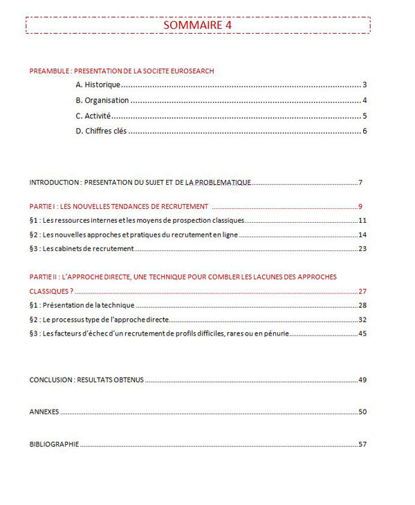 rapport de stage sommaire