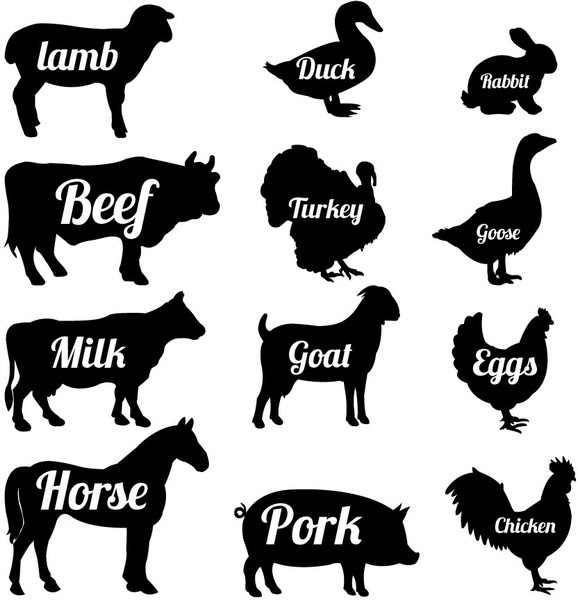 Download Farming animals illustration with silhouettes style Free ...