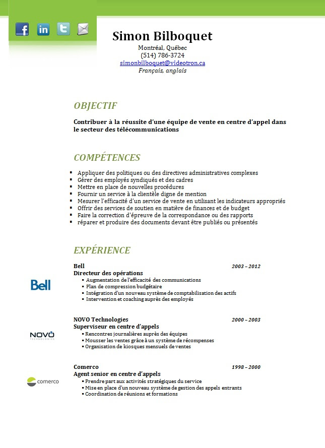 Exemple CV couleur