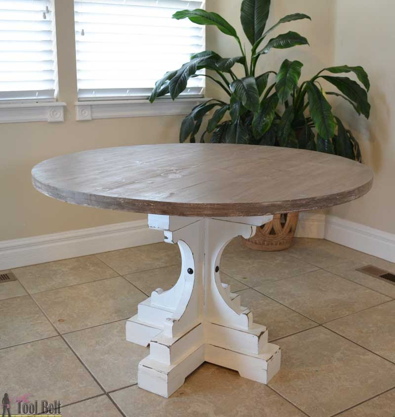 Farmhouse Style Round Pedestal Table - Her Tool Belt