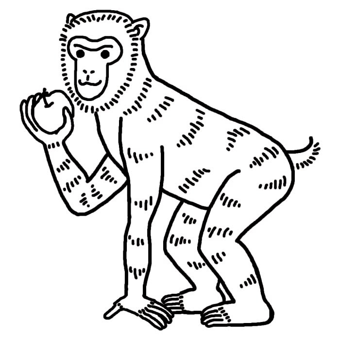 ニホンザル1 白黒 サル 猿 の仲間 動物の無料イラスト素材