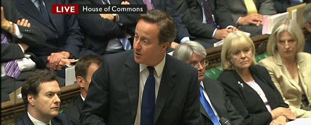 David Cameron today described the hacking scandal as a 'firestorm' engulfing parts of the media and police
