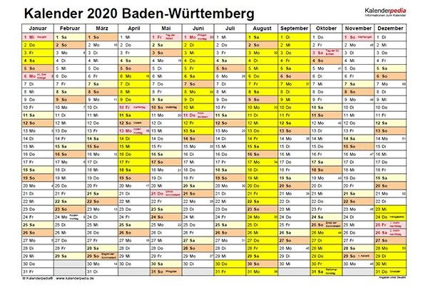 Jahreskalender 2021 Zum Ausdrucken Kostenlos Baden Württemberg - Kalender 2021 Excel - Jahreskalender 2021 mit feiertagen und kalenderwochen (kw) in 19 varianten, a4, hoch & quer.