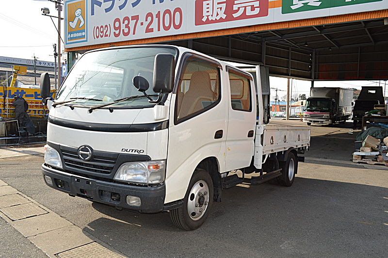 日野 デュトロ 2t ダブルキャブ 平ボデー ロング ホワイト 中古トラック情報 朝日自動車株式会社
