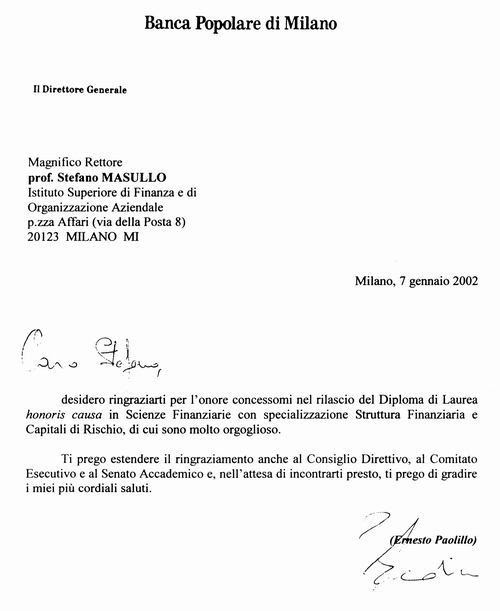 Lettera di presentazione per banca