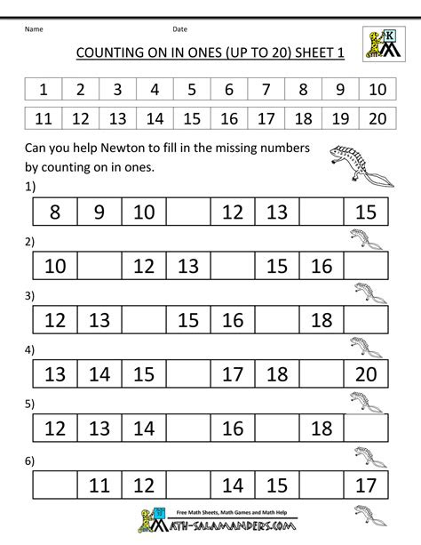  kindergarten counting worksheets sequencing to 25