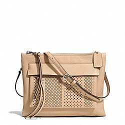 BLEECKER STRIPED PERFORATED LEATHER FELICIA CROSSBODY - COACH f51344 - SILVER/TAN