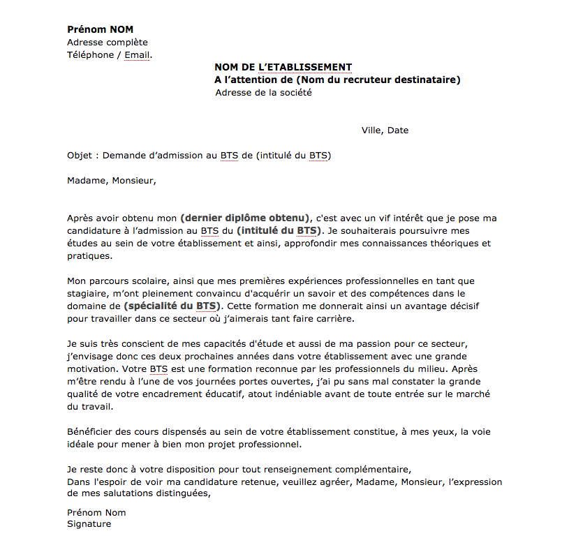 Lettre De Motivation Pour Un Bts Modele Et Conseils Terrafemina