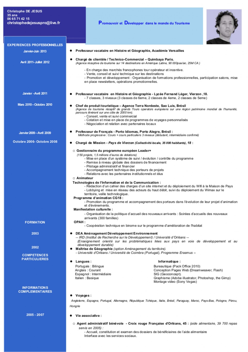 Exemple cv agent de voyages