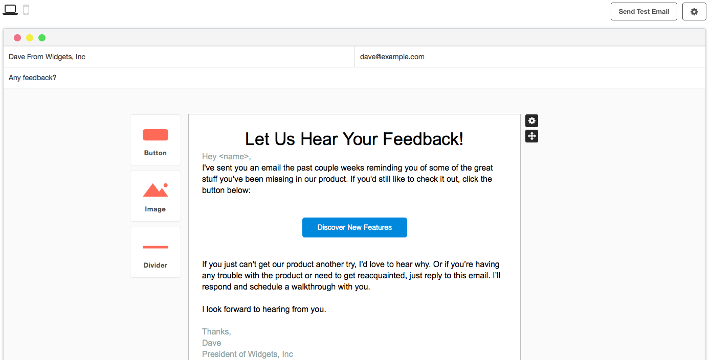 gathering feedback email message