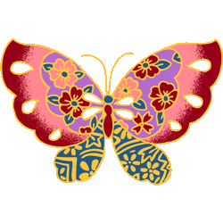 花柄蝶 No 0 オリエンタル蝶のイラスト アイコン 条件付フリー素材集 スマホなど携帯電話対応