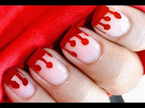 dripping blood nails halloween nail art  kids youtube