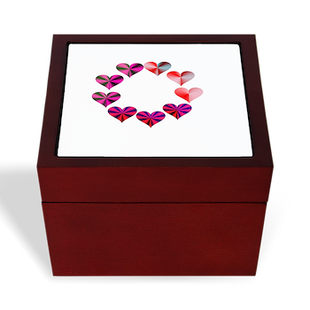 Circle of Crystal Pink Hearts Keepsake Box