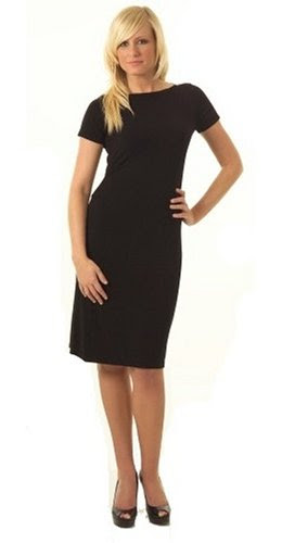 CLEARANCE SALE-Boat Neck Short Sleeve Black Dress Misses/Plus Sizes Available (Fuss Free Apparel)