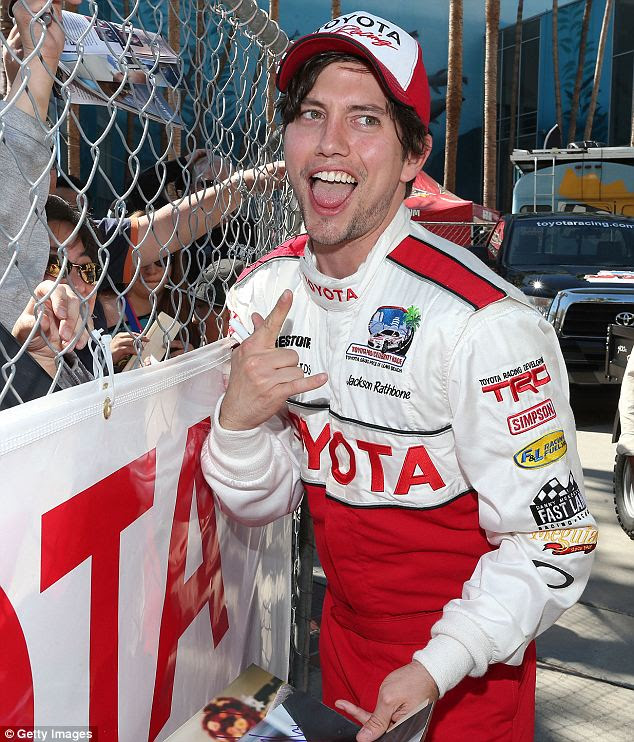 Will he Twi-hard on the track? Twilight actor Jackson Rathbone was in high spirits