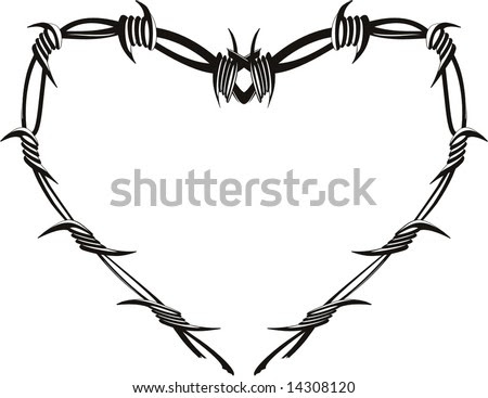stock vector : heart with barbed wire