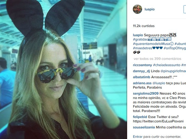 No Instagram, Luana Piovani publicou foto com as orelhas das coelhinhas da publicação (Foto: Reprodução/Instagram)