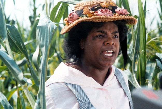 While Winfrey is more known for her talk show, her first ever film role as Sophia in Steven Spielberg's The Color Purple garnered her an Oscar nomination.