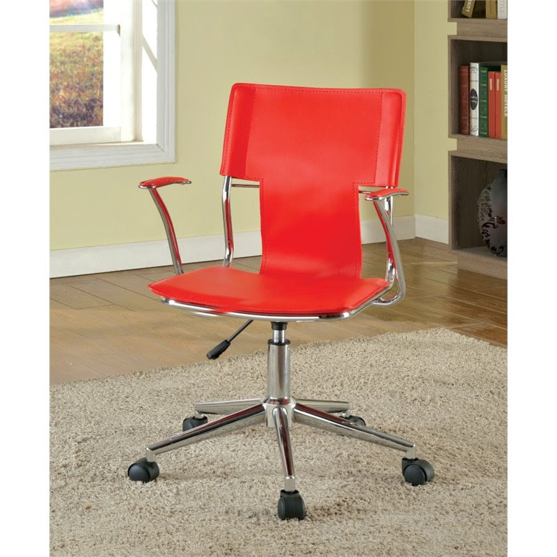 Furniture of America Keller Adjustable Leather Office Chair in Red