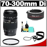 Tamron 70-300mm Di LD Macro Zoom Lens with Hood + UV Filter + Accessory Kit for Canon Rebel T3, T3i, T4i, T5i, SL1, EOS 60D 7D Digital SLR Cameras