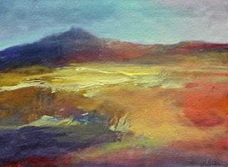 Abstract Landscape Painting "Blue Horizon" by Intuitive Artist Joan Fullerton-Painting Art
