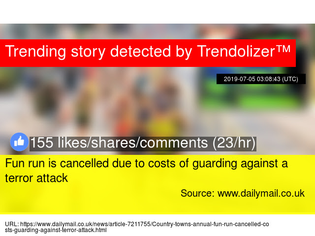 Fun Run Is Cancelled Due To Costs Of Guarding Against A Terror Attack