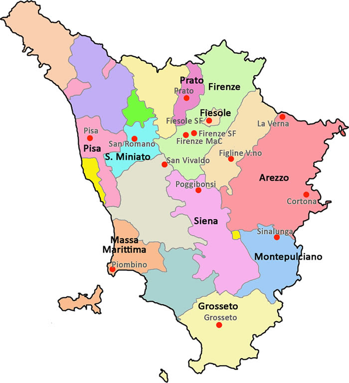 Cartina Toscana Città