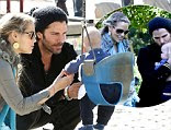 Elizabeth Berkley and hubby Greg Lauren take their son Sky Cole to Cold Water Park in Beverly Hills