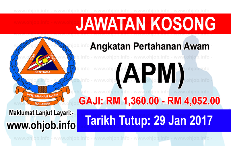 Jawatan Kerja Kosong Angkatan Pertahanan Awam (APM) logo www.ohjob.info januari 2017