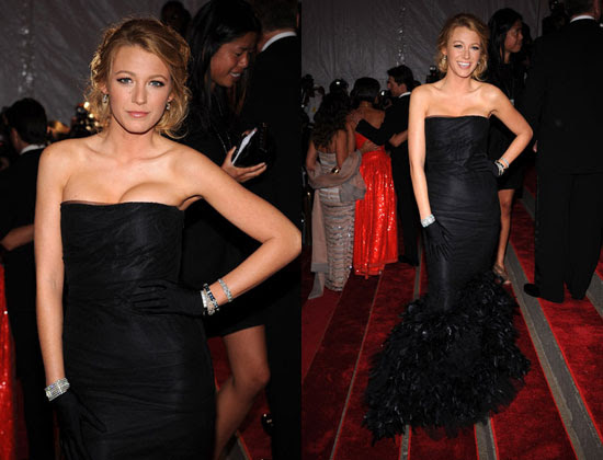 blake lively. An extravagant black Ralph Lauren dress is a new red carpet
