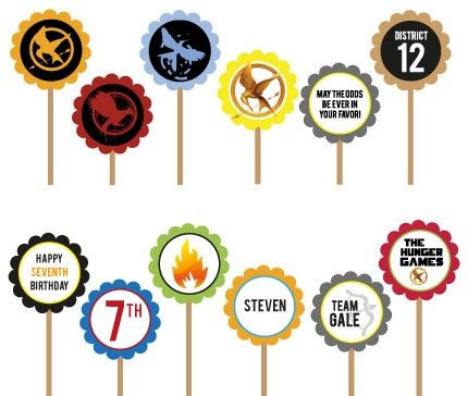 The Hunger Games- Printable DIY Custom Party Circle Cupcake Toppers